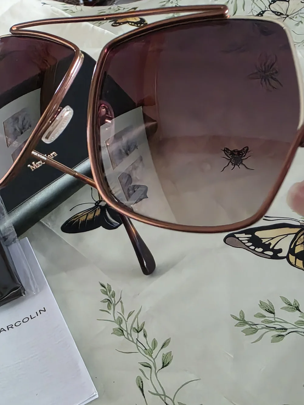 Max Mara Elsa MM0006 Rose Gold Geometric Sunglasses 64mm NWT